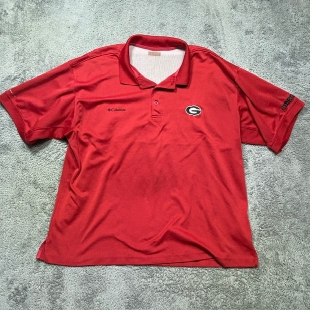 Columbia Georgia Bulldogs Polo Shirt Mens 2XL Red NCAA Football Short Sleeve UGA